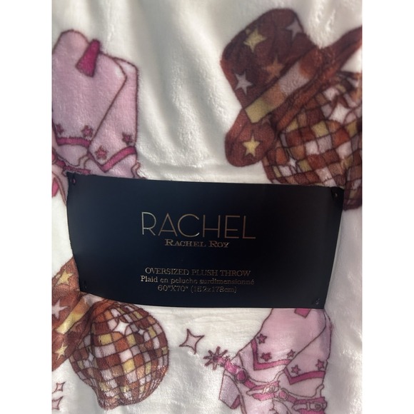 Rachel Roy Disco Ball Yeehaw Cowgirl Throw Blanket Boots Hat Soft 60X70" NEW - Picture 3 of 4